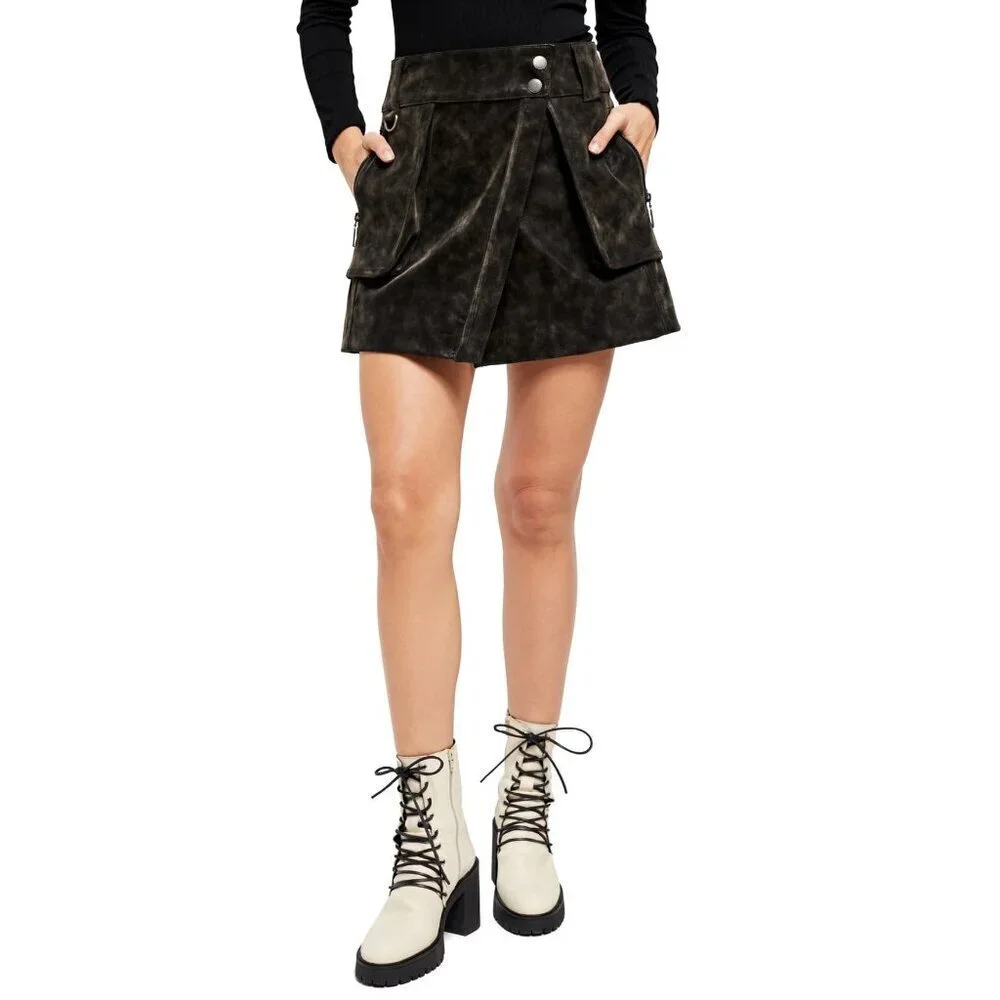 Free people Carson Utility Faux Wrap Mini Skirt, Size 2,  New